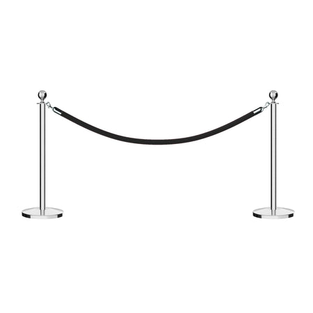 Post and Rope Stanchion Kit, Ball Top Posts, 6 Ft. Velvet Foam Core Rope - Montour Line - Crowd Control Warehouse