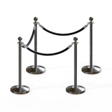 Post and Rope Stanchion Kit, Ball Top Posts, 6 Ft. Velvet Foam Core Rope - Montour Line - Crowd Control Warehouse
