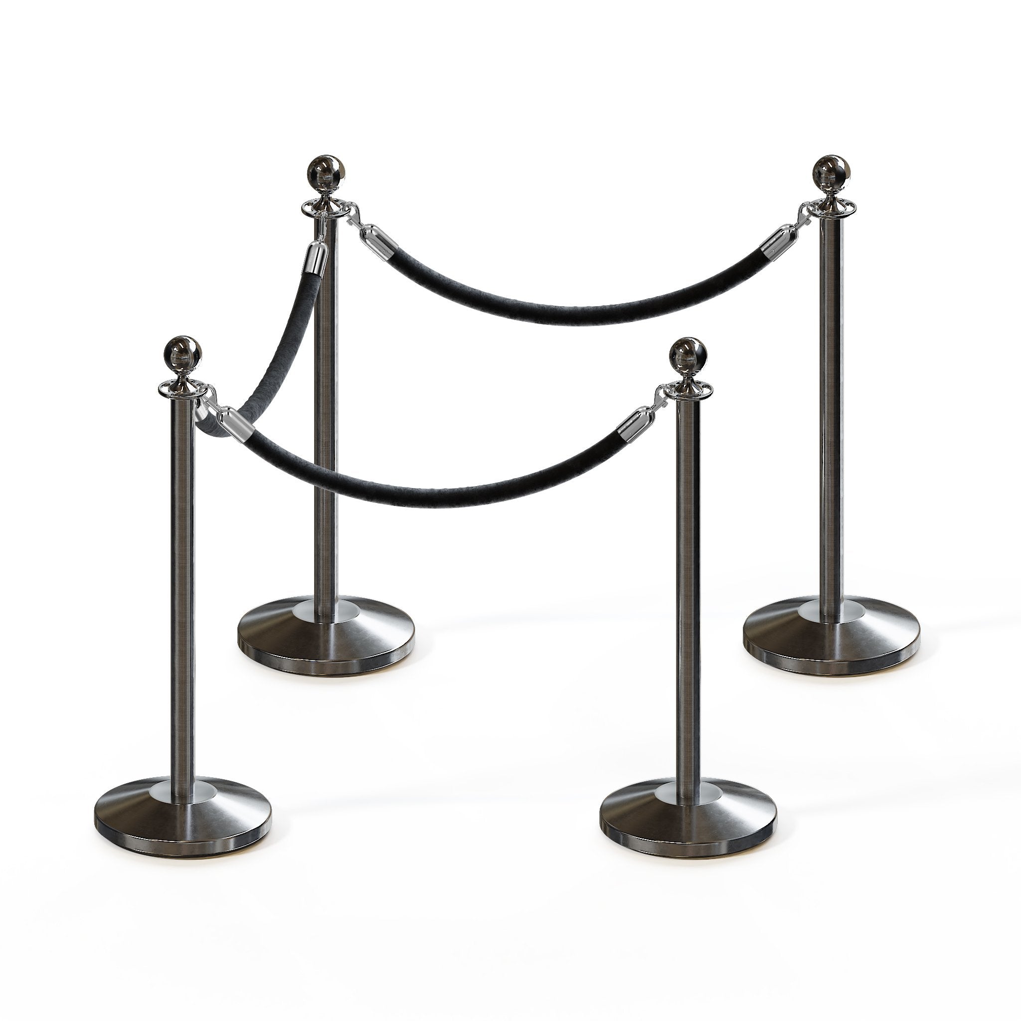 Post and Rope Stanchion Kit, Ball Top Posts, 6 Ft. Velvet Foam Core Rope - Montour Line - Crowd Control Warehouse