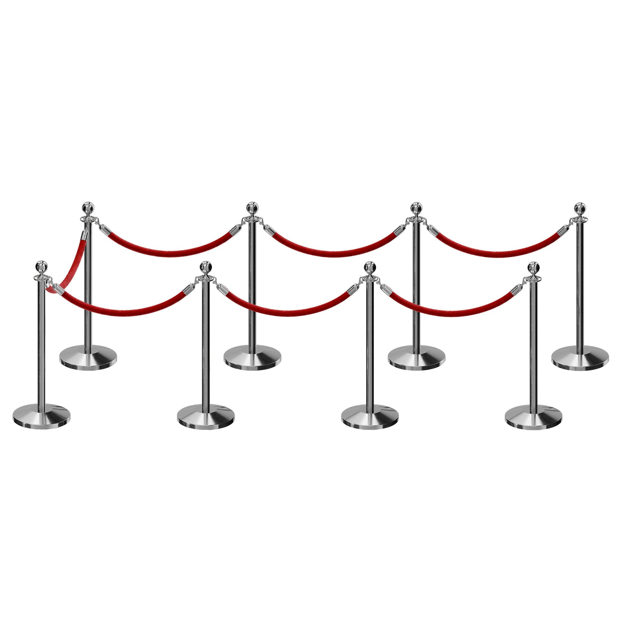 Post and Rope Stanchion Kit, Ball Top Posts, 6 Ft. Velvet Foam Core Rope - Montour Line - Crowd Control Warehouse