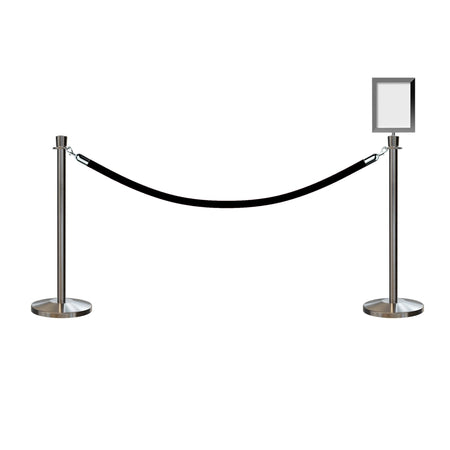 Post and Rope Stanchion Kit, Crown Top Posts, 6 Ft. Velvet Foam Core Rope and Sign Frame - Montour Line - Crowd Control Warehouse
