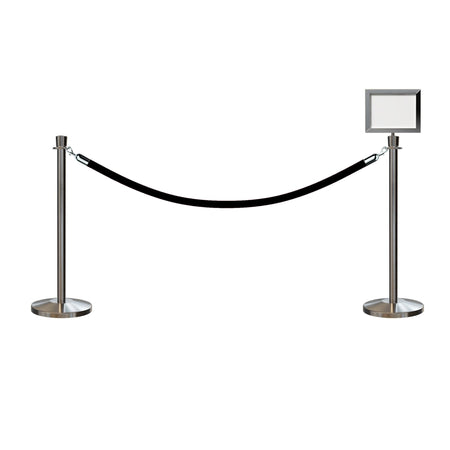 Post and Rope Stanchion Kit, Crown Top Posts, 6 Ft. Velvet Foam Core Rope and Sign Frame - Montour Line - Crowd Control Warehouse