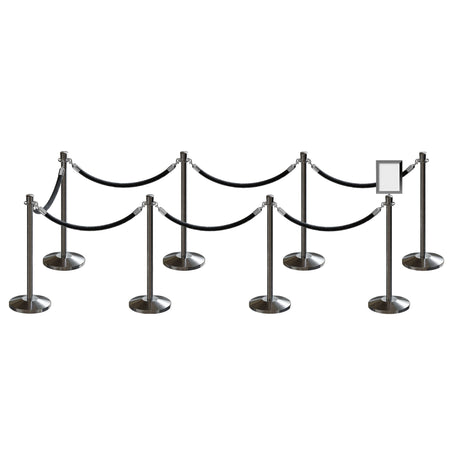 Post and Rope Stanchion Kit, Crown Top Posts, 6 Ft. Velvet Foam Core Rope and Sign Frame - Montour Line - Crowd Control Warehouse
