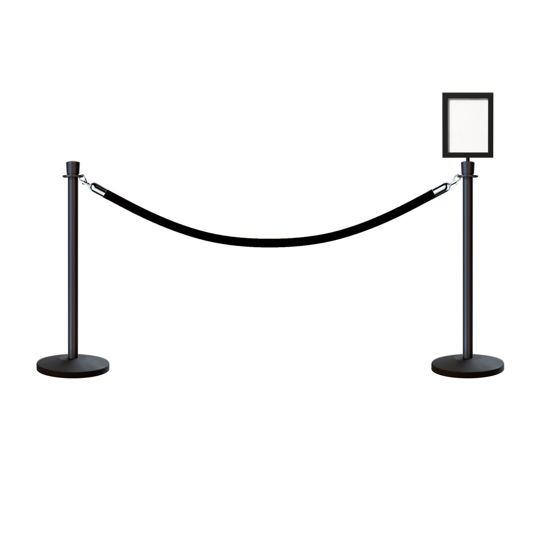 Post and Rope Stanchion Kit, Crown Top Posts, 6 Ft. Velvet Foam Core Rope and Sign Frame - Montour Line - Crowd Control Warehouse