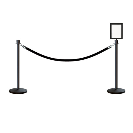 Post and Rope Stanchion Kit, Crown Top Posts, 6 Ft. Velvet Foam Core Rope and Sign Frame - Montour Line - Crowd Control Warehouse