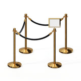Post and Rope Stanchion Kit, Crown Top Posts, 6 Ft. Velvet Foam Core Rope and Sign Frame - Montour Line - Crowd Control Warehouse