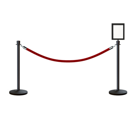 Post and Rope Stanchion Kit, Crown Top Posts, 6 Ft. Velvet Foam Core Rope and Sign Frame - Montour Line - Crowd Control Warehouse