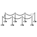 Post and Rope Stanchion Kit, Crown Top Posts, 6 Ft. Velvet Foam Core Rope and Sign Frame - Montour Line - Crowd Control Warehouse