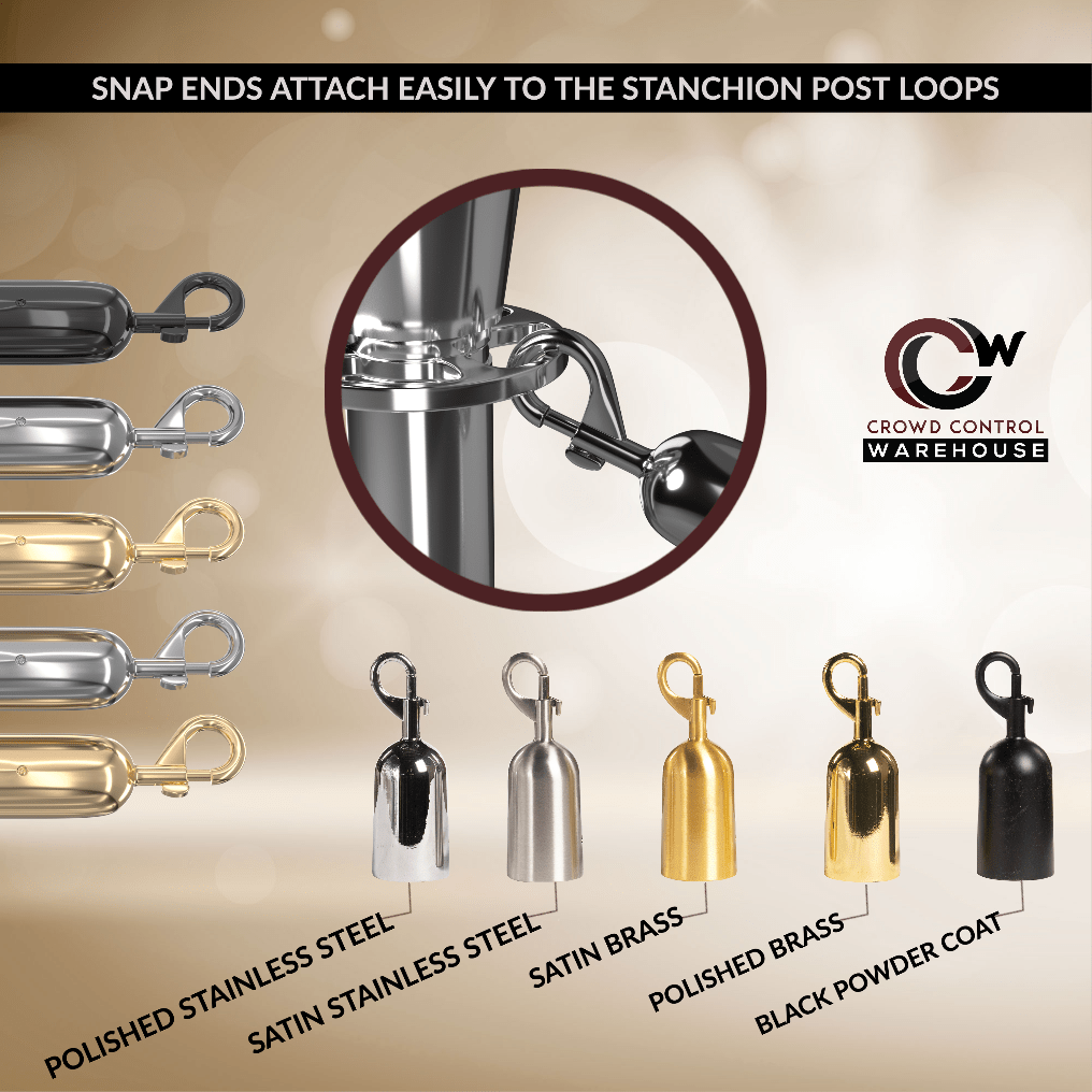 Post and Rope Stanchion Kit, Crown Top Posts, 6 Ft. Velvet Foam Core Rope and Sign Frame - Montour Line - Crowd Control Warehouse
