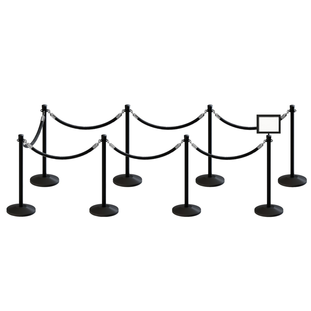 Post and Rope Stanchion Kit, Crown Top Posts, 6 Ft. Velvet Foam Core Rope and Sign Frame - Montour Line - Crowd Control Warehouse