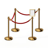 Post and Rope Stanchion Kit, Crown Top Posts, 6 Ft. Velvet Foam Core Rope and Sign Frame - Montour Line - Crowd Control Warehouse