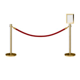 Post and Rope Stanchion Kit, Crown Top Posts, 6 Ft. Velvet Foam Core Rope and Sign Frame - Montour Line - Crowd Control Warehouse