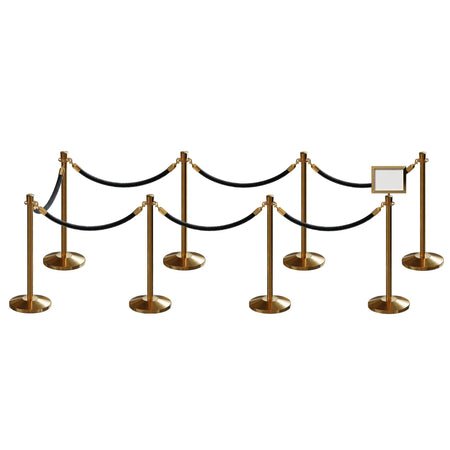 Post and Rope Stanchion Kit, Crown Top Posts, 6 Ft. Velvet Foam Core Rope and Sign Frame - Montour Line - Crowd Control Warehouse