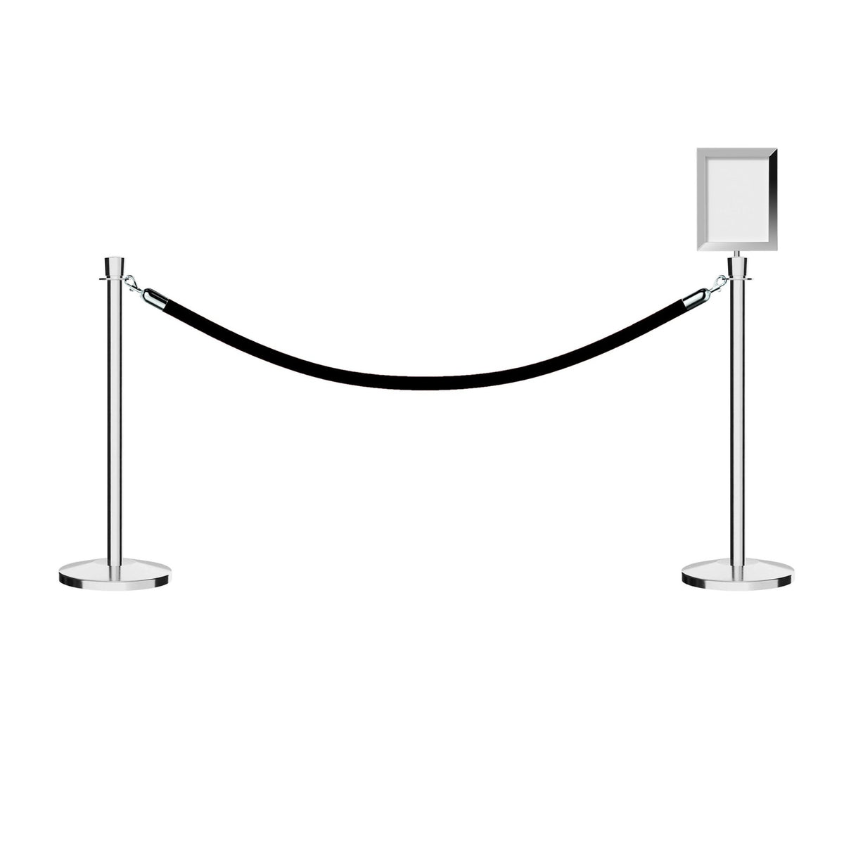 Post and Rope Stanchion Kit, Crown Top Posts, 6 Ft. Velvet Foam Core Rope and Sign Frame - Montour Line - Crowd Control Warehouse