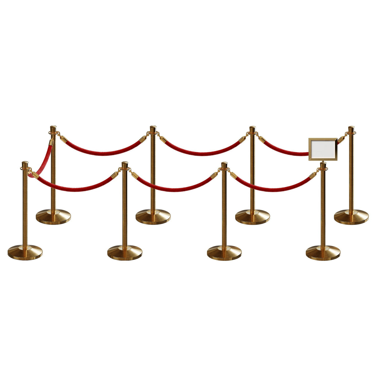 Post and Rope Stanchion Kit, Crown Top Posts, 6 Ft. Velvet Foam Core Rope and Sign Frame - Montour Line - Crowd Control Warehouse