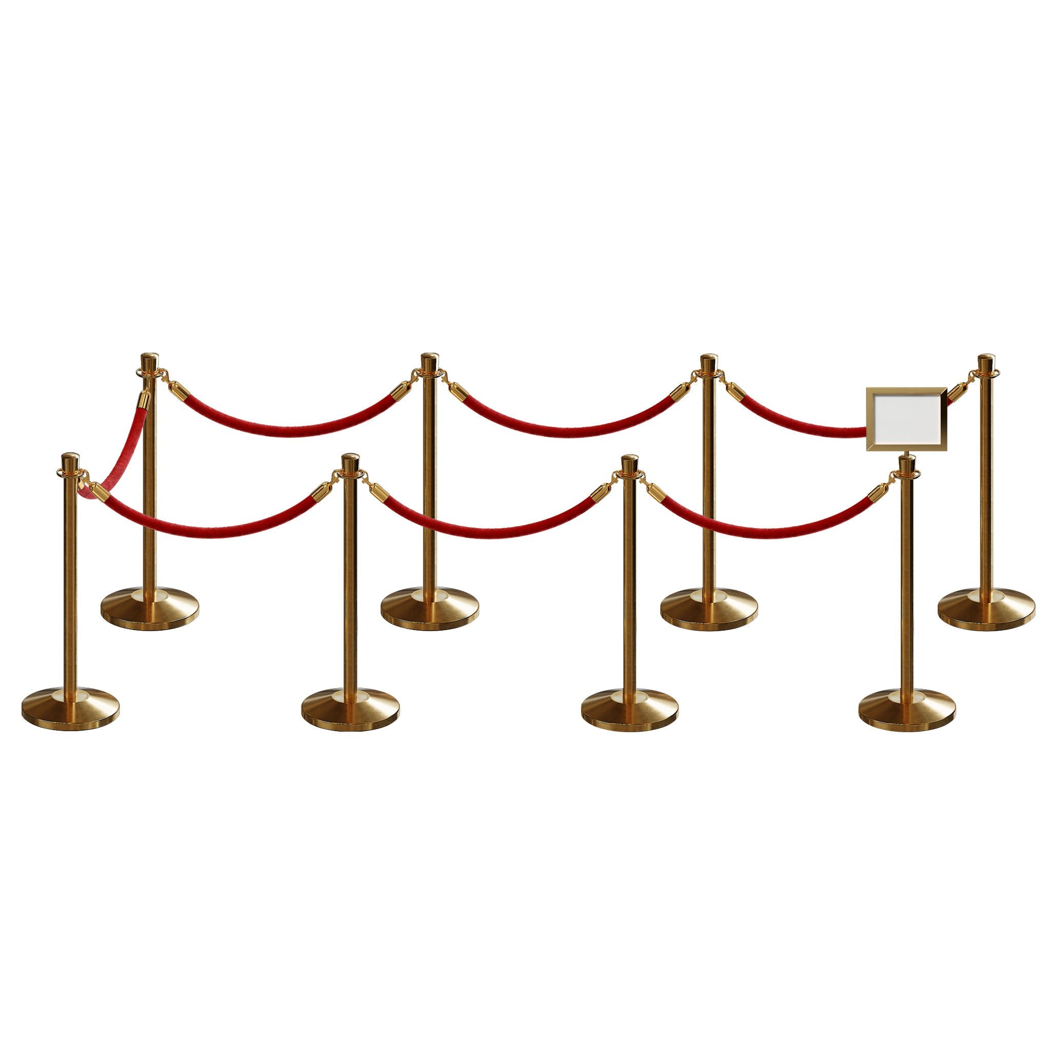 Post and Rope Stanchion Kit, Crown Top Posts, 6 Ft. Velvet Foam Core Rope and Sign Frame - Montour Line - Crowd Control Warehouse
