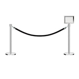 Post and Rope Stanchion Kit, Crown Top Posts, 6 Ft. Velvet Foam Core Rope and Sign Frame - Montour Line - Crowd Control Warehouse