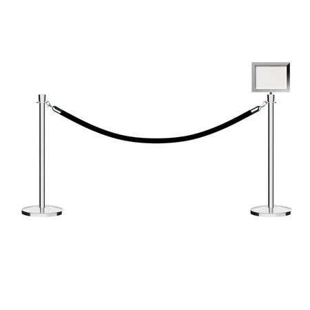 Post and Rope Stanchion Kit, Crown Top Posts, 6 Ft. Velvet Foam Core Rope and Sign Frame - Montour Line - Crowd Control Warehouse