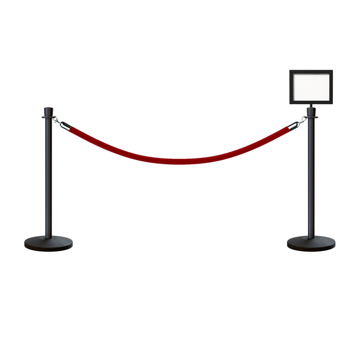 Post and Rope Stanchion Kit, Crown Top Posts, 6 Ft. Velvet Foam Core Rope and Sign Frame - Montour Line - Crowd Control Warehouse