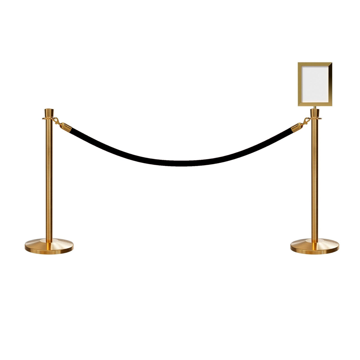 Post and Rope Stanchion Kit, Crown Top Posts, 6 Ft. Velvet Foam Core Rope and Sign Frame - Montour Line - Crowd Control Warehouse