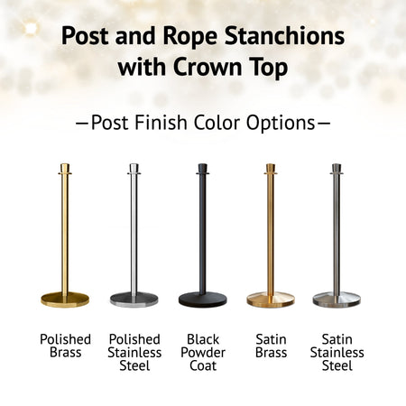Post and Rope Stanchion Kit, Crown Top Posts, 6 Ft. Velvet Foam Core Rope and Sign Frame - Montour Line - Crowd Control Warehouse
