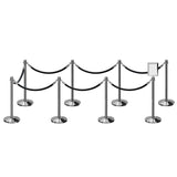 Post and Rope Stanchion Kit, Crown Top Posts, 6 Ft. Velvet Foam Core Rope and Sign Frame - Montour Line - Crowd Control Warehouse