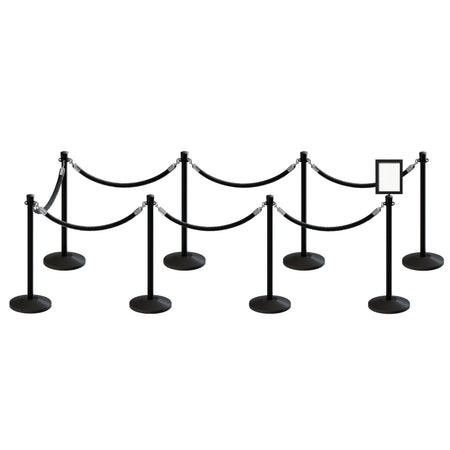 Post and Rope Stanchion Kit, Crown Top Posts, 6 Ft. Velvet Foam Core Rope and Sign Frame - Montour Line - Crowd Control Warehouse