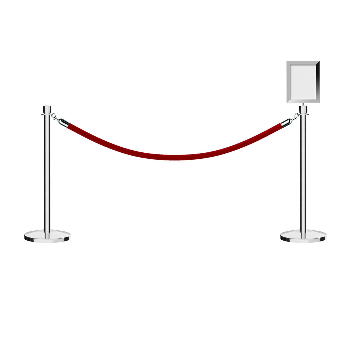 Post and Rope Stanchion Kit, Crown Top Posts, 6 Ft. Velvet Foam Core Rope and Sign Frame - Montour Line - Crowd Control Warehouse