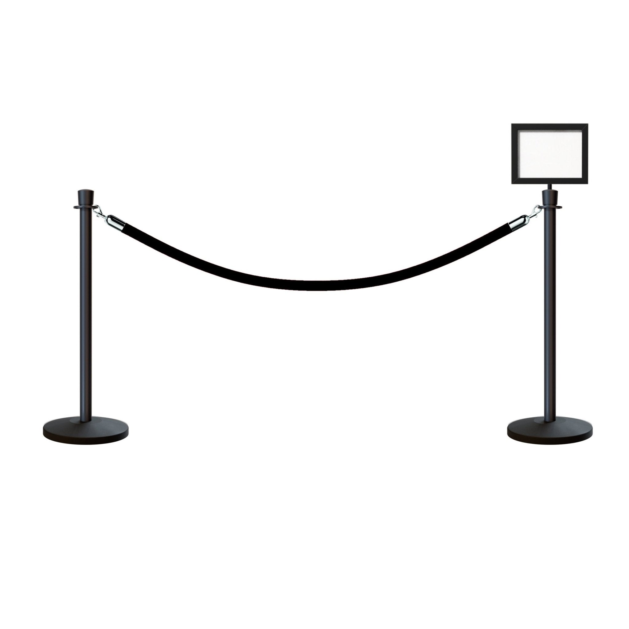 Post and Rope Stanchion Kit, Crown Top Posts, 6 Ft. Velvet Foam Core Rope and Sign Frame - Montour Line - Crowd Control Warehouse