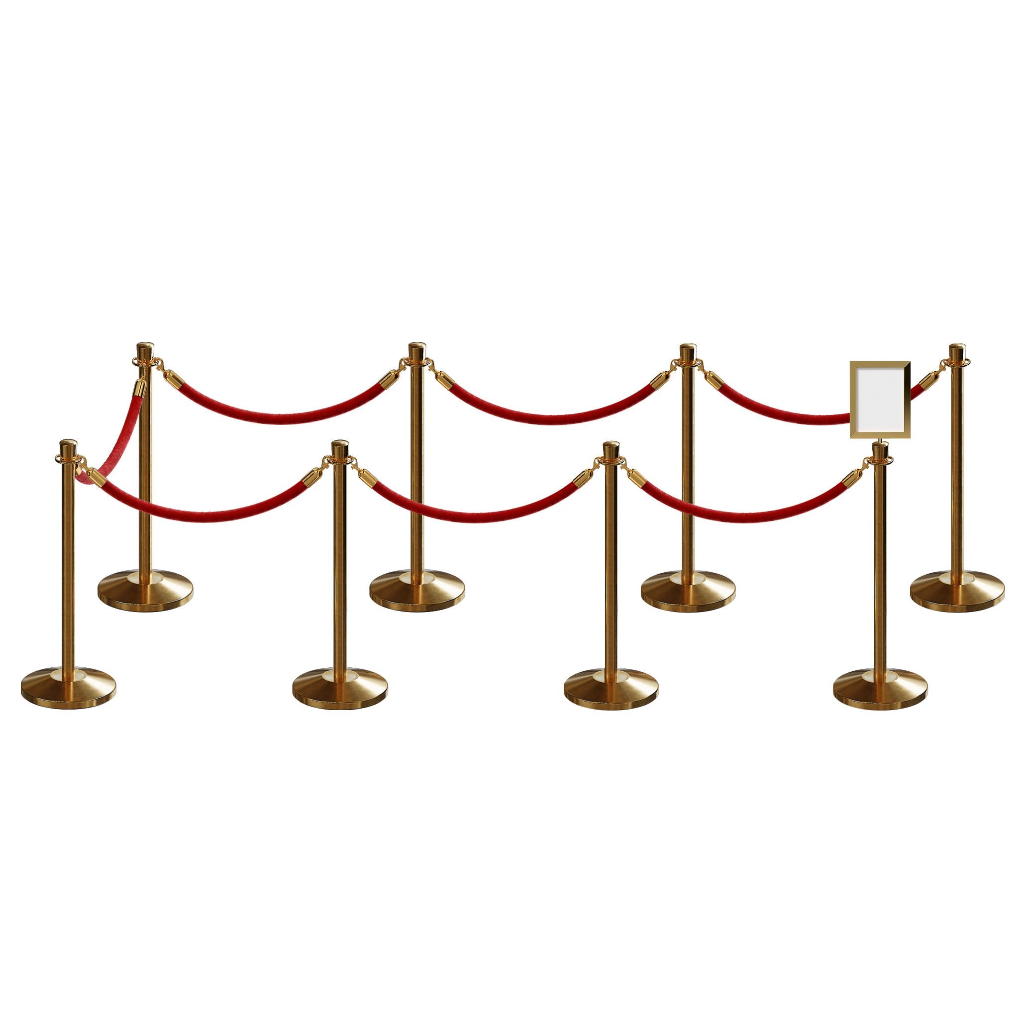 Post and Rope Stanchion Kit, Crown Top Posts, 6 Ft. Velvet Foam Core Rope and Sign Frame - Montour Line - Crowd Control Warehouse