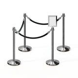 Post and Rope Stanchion Kit, Crown Top Posts, 6 Ft. Velvet Foam Core Rope and Sign Frame - Montour Line - Crowd Control Warehouse