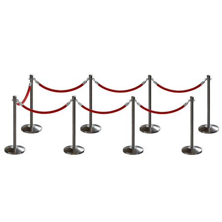 Post and Rope Stanchion Kit, Crown Top Posts, 6 Ft. Velvet Foam Core Rope - Montour Line - Crowd Control Warehouse