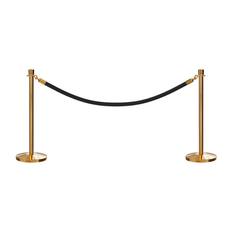 Post and Rope Stanchion Kit, Crown Top Posts, 6 Ft. Velvet Foam Core Rope - Montour Line - Crowd Control Warehouse