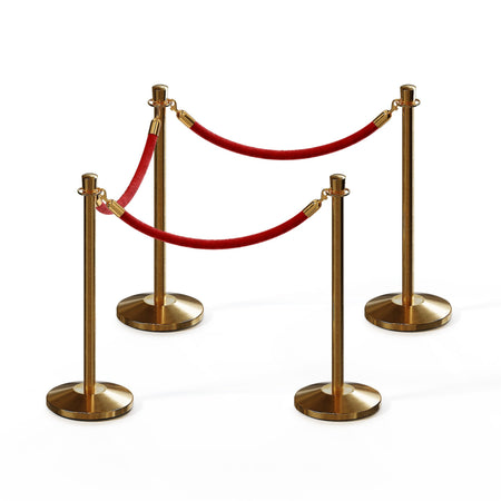 Post and Rope Stanchion Kit, Crown Top Posts, 6 Ft. Velvet Foam Core Rope - Montour Line - Crowd Control Warehouse