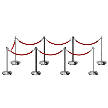 Post and Rope Stanchion Kit, Crown Top Posts, 6 Ft. Velvet Foam Core Rope - Montour Line - Crowd Control Warehouse