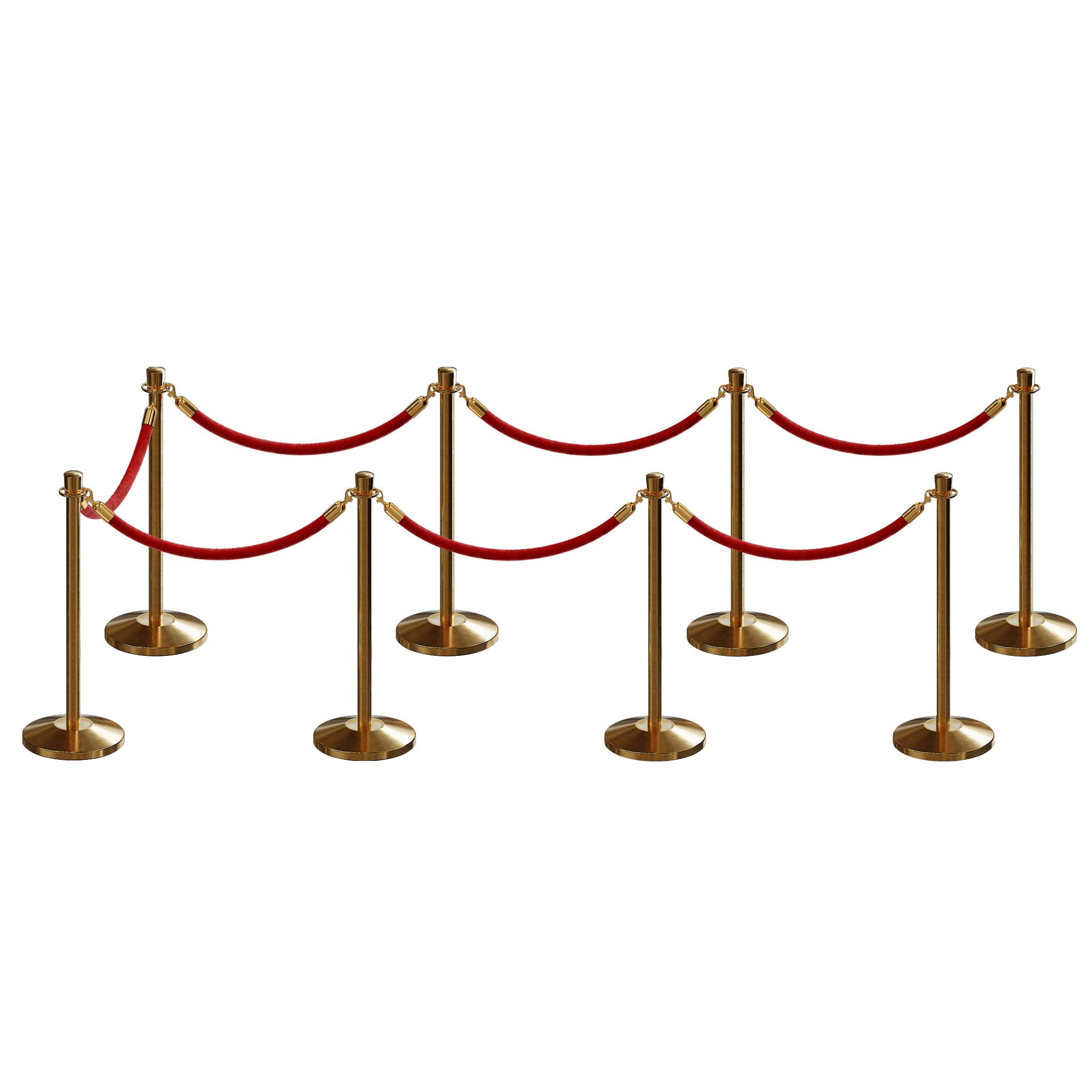 Post and Rope Stanchion Kit, Crown Top Posts, 6 Ft. Velvet Foam Core Rope - Montour Line - Crowd Control Warehouse