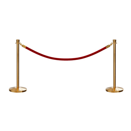 Post and Rope Stanchion Kit, Crown Top Posts, 6 Ft. Velvet Foam Core Rope - Montour Line - Crowd Control Warehouse
