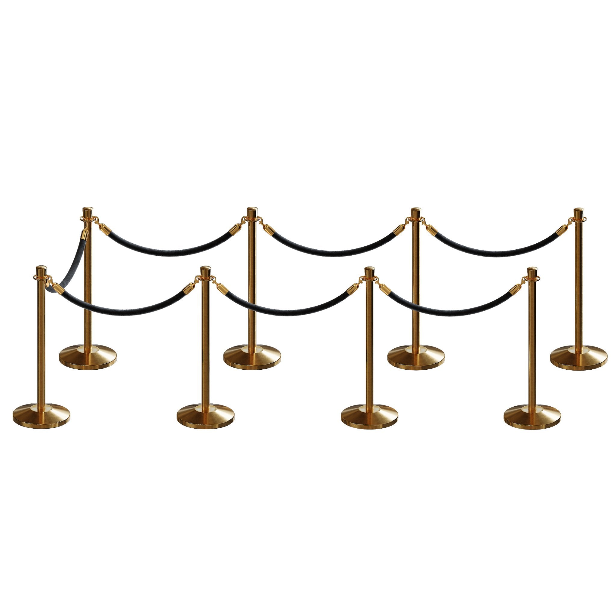 Post and Rope Stanchion Kit, Crown Top Posts, 6 Ft. Velvet Foam Core Rope - Montour Line - Crowd Control Warehouse