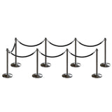 Post and Rope Stanchion Kit, Crown Top Posts, 6 Ft. Velvet Foam Core Rope - Montour Line - Crowd Control Warehouse