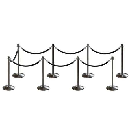 Post and Rope Stanchion Kit, Crown Top Posts, 6 Ft. Velvet Foam Core Rope - Montour Line - Crowd Control Warehouse