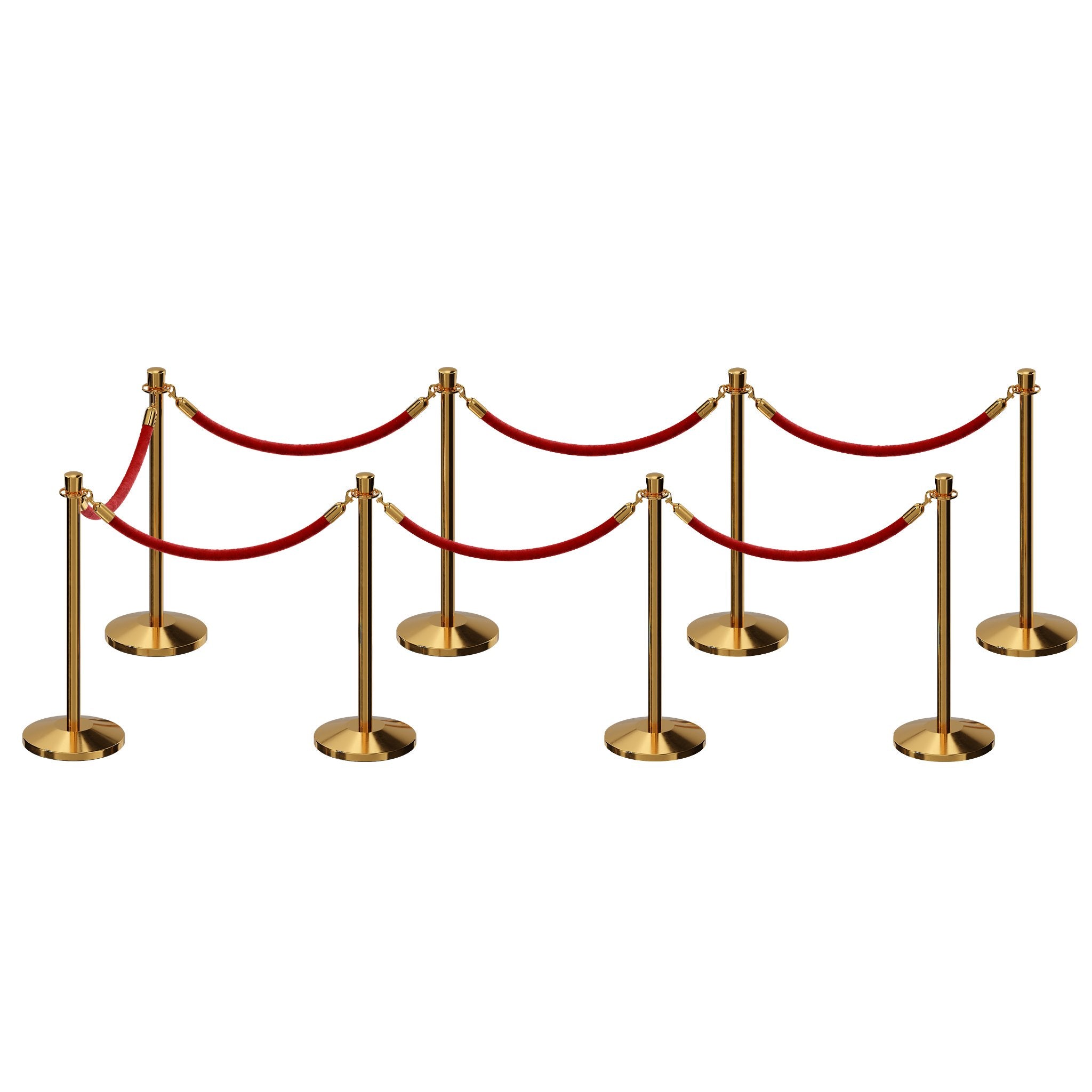 Post and Rope Stanchion Kit, Crown Top Posts, 6 Ft. Velvet Foam Core Rope - Montour Line - Crowd Control Warehouse