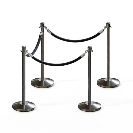 Post and Rope Stanchion Kit, Crown Top Posts, 6 Ft. Velvet Foam Core Rope - Montour Line - Crowd Control Warehouse