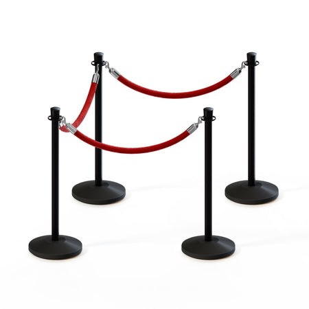 Post and Rope Stanchion Kit, Crown Top Posts, 6 Ft. Velvet Foam Core Rope - Montour Line - Crowd Control Warehouse