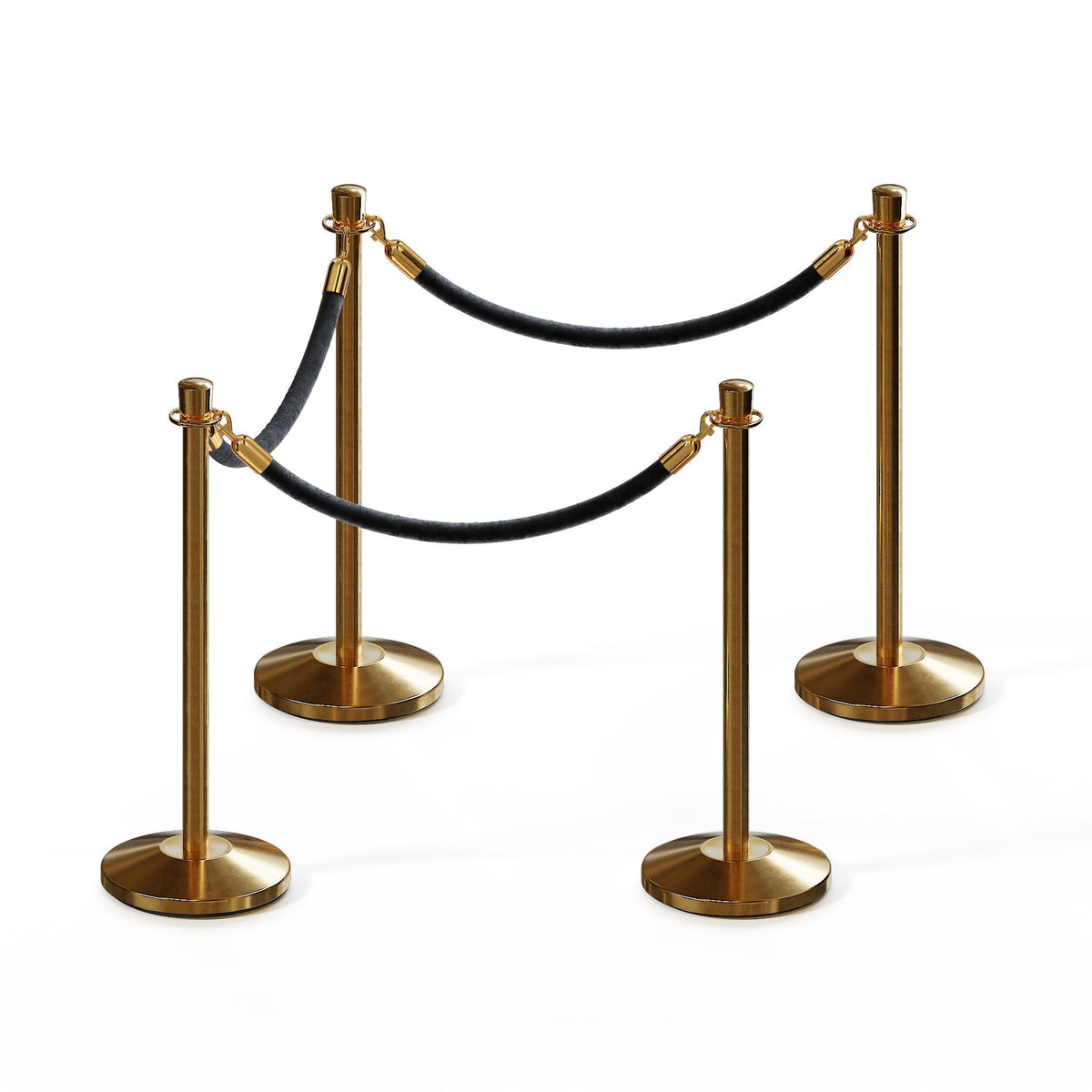 Post and Rope Stanchion Kit, Crown Top Posts, 6 Ft. Velvet Foam Core Rope - Montour Line - Crowd Control Warehouse