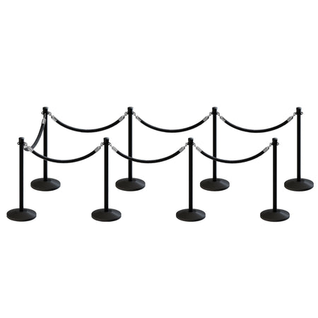 Post and Rope Stanchion Kit, Crown Top Posts, 6 Ft. Velvet Foam Core Rope - Montour Line - Crowd Control Warehouse