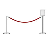 Post and Rope Stanchion Kit, Flat Top Posts, 6 Ft. Velvet Foam Core Rope and Sign Frame - Montour Line - Crowd Control Warehouse