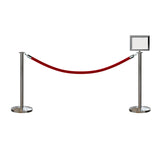 Post and Rope Stanchion Kit, Flat Top Posts, 6 Ft. Velvet Foam Core Rope and Sign Frame - Montour Line - Crowd Control Warehouse