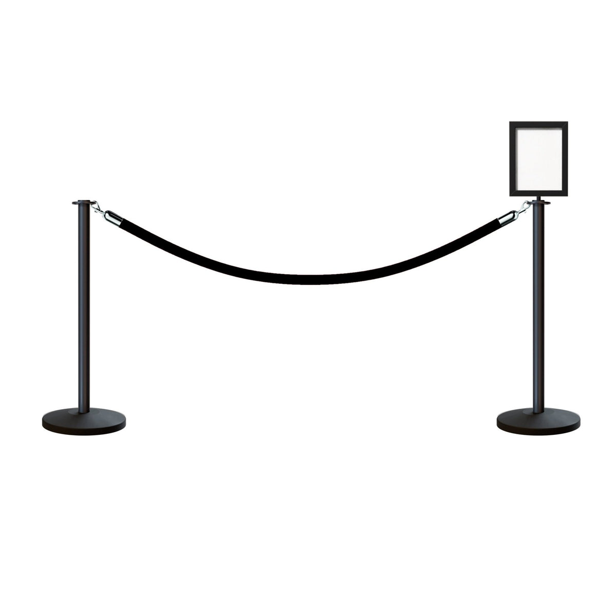 Post and Rope Stanchion Kit, Flat Top Posts, 6 Ft. Velvet Foam Core Rope and Sign Frame - Montour Line - Crowd Control Warehouse
