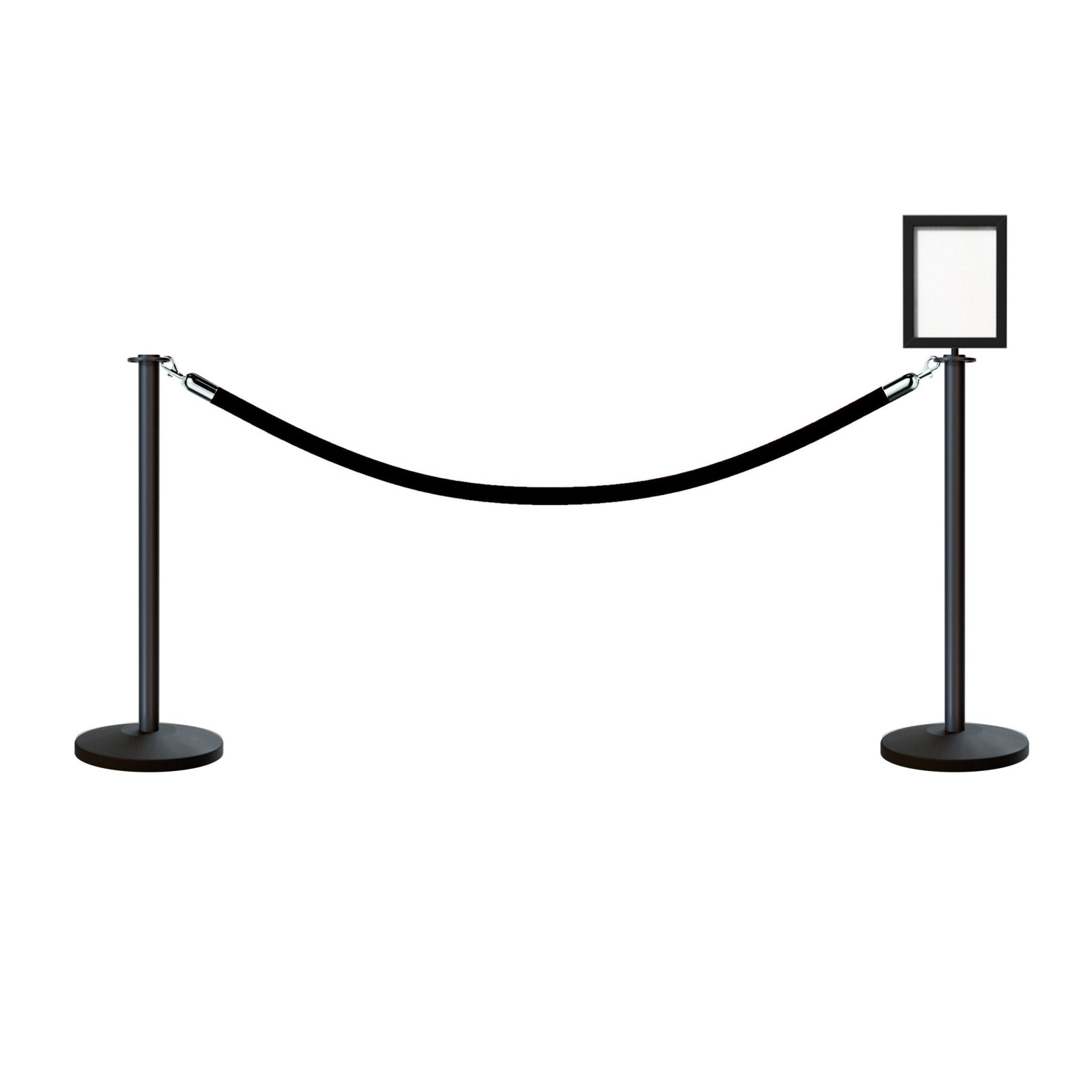 Post and Rope Stanchion Kit, Flat Top Posts, 6 Ft. Velvet Foam Core Rope and Sign Frame - Montour Line - Crowd Control Warehouse