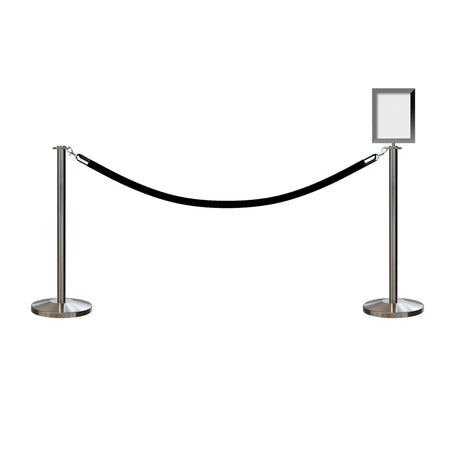Post and Rope Stanchion Kit, Flat Top Posts, 6 Ft. Velvet Foam Core Rope and Sign Frame - Montour Line - Crowd Control Warehouse